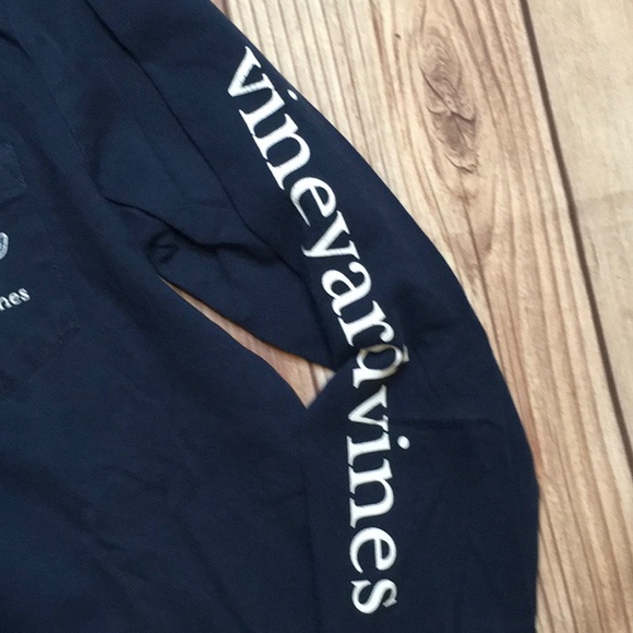 Vineyard Vines Whale Long Sleeve Tee Shirt in Navy, Light Blue and White - Picture 5 of 7